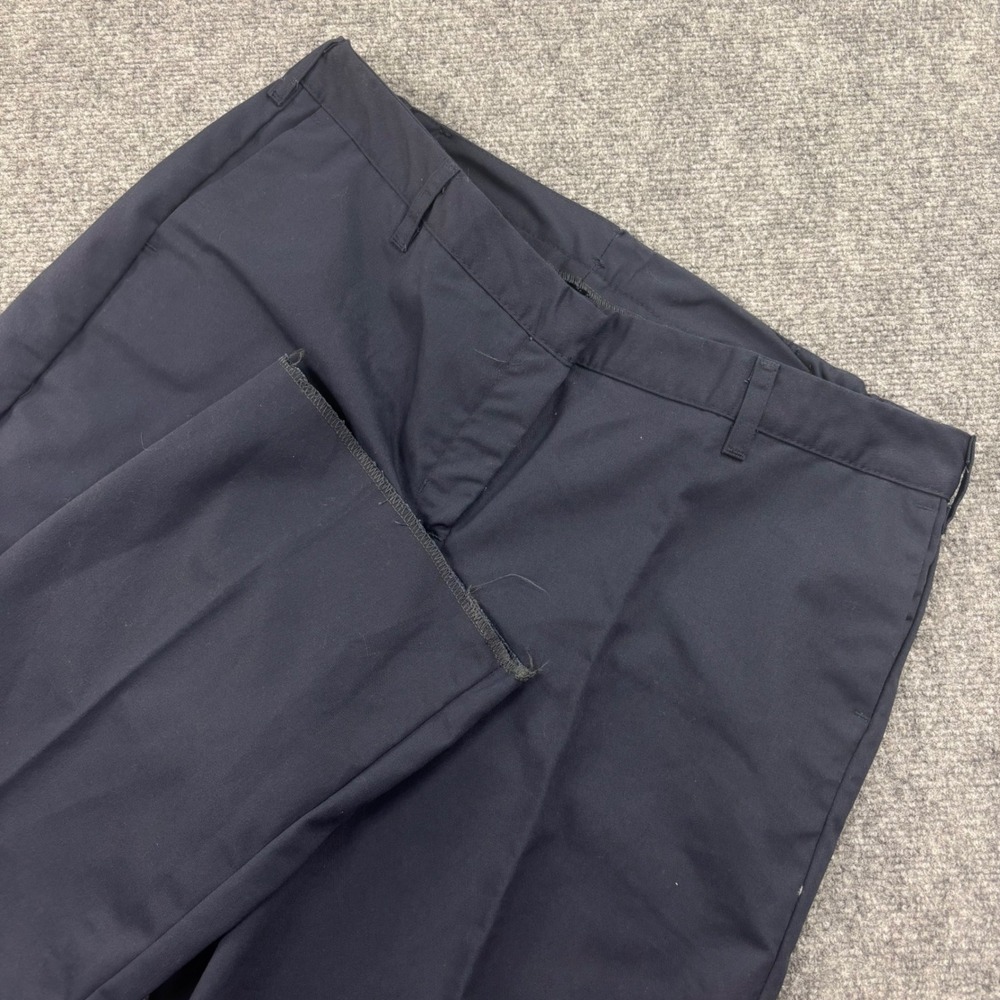 Aramark Work Pants 16XUF Navy Blue Flat Front Industrial‎ Uniform Men's